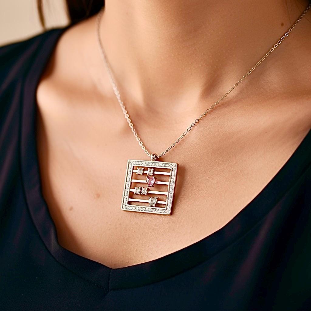 Sterling Silver Abacus Pendant Necklace, Moving Crystals, Math Teacher Gift