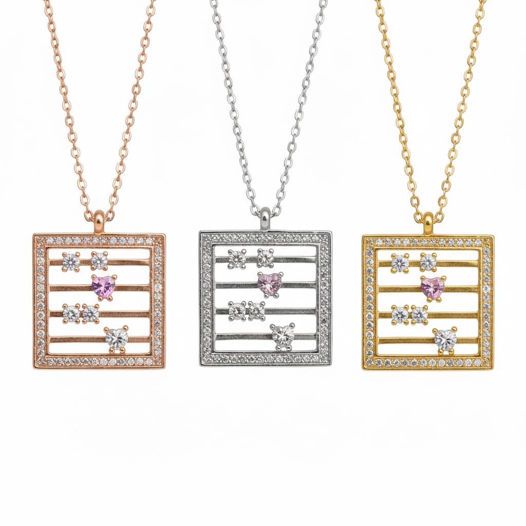 Sterling Silver Abacus Pendant Necklace, Moving Crystals, Math Teacher Gift