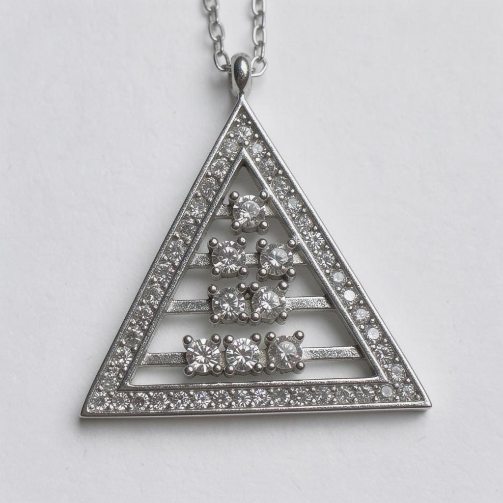 Handmade Sterling Silver Abacus Necklace, Moving Triangle Fidget Jewelry, Unique Kinetic Gift