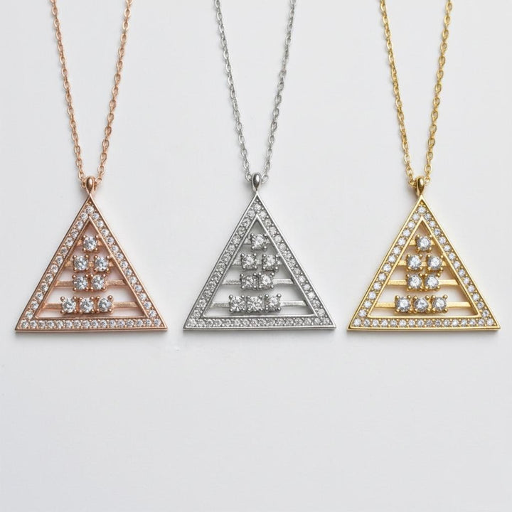 Handmade Sterling Silver Abacus Necklace, Moving Triangle Fidget Jewelry, Unique Kinetic Gift
