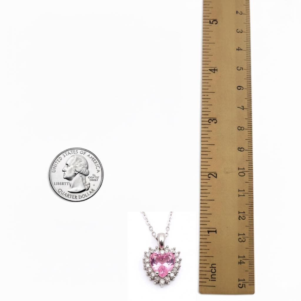 Birthstone Heart Pendant Necklace, Silver Coquette Jewelry