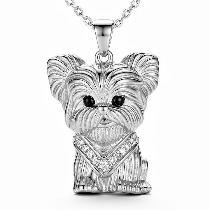 925 Sterling Silver Yorkie Necklace, Tiny Yorkshire Terrier Pendant, Realistic Dog Mom Jewelry, Pet Memorial Gift, Handmade Silver Animal Ch
